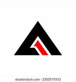 Abstract geometric letter A vector logo design with number one.