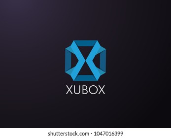 Abstract geometric letter X logo template with hexagonal element object. infinite cube box shape icon symbol design for mail, corporate business, apps, data technology. Vector illustration.
