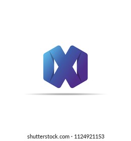 Abstract geometric letter X logo template with hexagonal element object. infinite cube box shape icon symbol design for mail, corporate business, apps, data technology. Vector illustration.