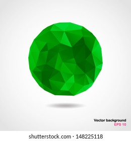 Abstract geometric light green spherical shape from triangular faces for graphic design.Vector illustration EPS10.
