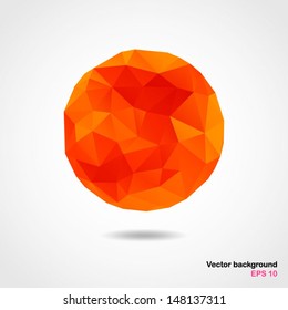 Abstract geometric light orange spherical shape from triangular faces for graphic design.Vector illustration EPS 10.