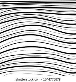 Abstract geometric line art. Composition of smooth dynamic waves, lines. Trendy design. Vector monochrome illustration in flat style.