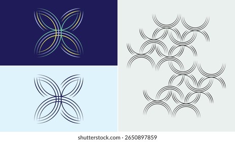 Abstract Geometric Line Art Pattern Set. Modern Minimalist Design.