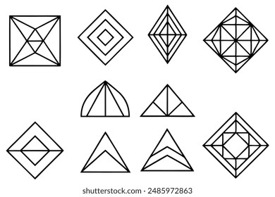 Abstract Geometric line art playing with light and shadow effects