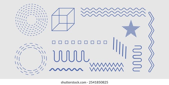 Conjunto de Vector de arte de línea geométrica Abstractas con Formas y patrones minimalistas Ideal para fondos modernos y proyectos de diseño creativo

