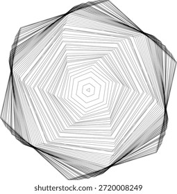 Vector de arte de línea geométrica Abstractas con Formas poligonales en capas dispuestas en un patrón de espiral hipnótico.