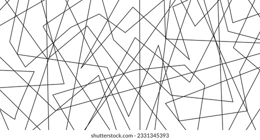 Abstract geometric line background. Doodle black and white illustration. Linear texture