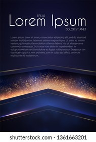 Abstract Geometric Line Background with Gold Glitter Effect. Vector illusratration
