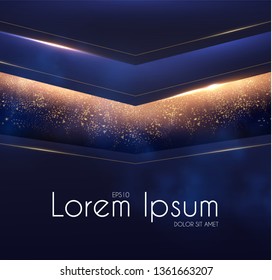 Abstract Geometric Line Background with Gold Glitter Effect. 