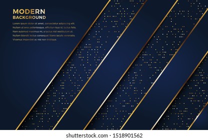 Abstract Geometric Line Background with Gold Glitter Effect. Vector illusratration