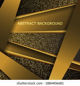 Abstract geometric line background with gold glitter effect, vector illustration.