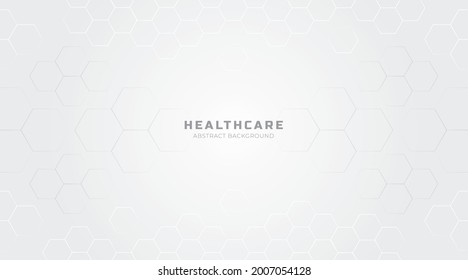 Resumen del fondo de línea geométrica. Los hexagones dan forma al diseño para la medicina, la salud, la ciencia y la tecnología. La textura geométrica blanca y gris es sencilla y moderna. Ilustración del vector