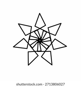 Dibujo geométrico Abstractas de una estrella de siete puntas con un centro en espiral.