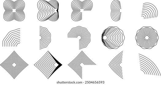 Abstract geometric line elements collection. Circle, arch icon line pattern shape vector. Editable stroke pattern shape. Basic line arch and shapes