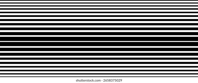 Patrón de desvanecimiento de línea geométrica Abstractas. Patrón de línea Horizontal Raya negra sobre fondo blanco.  Líneas de semitono negro degradado Se desvanece la raya para impresión de diseño. Tira de semitonos descoloridos. Vector Illust