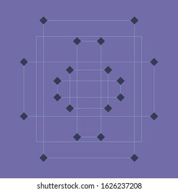 Abstract geometric line figure with dark dots in nodes, eps8