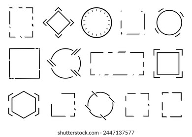 colección geométrica Abstractas del marco de línea. Marcos de línea delgada de poliedro geométrico. Elemento decorativo para logotipo, marca, tarjeta