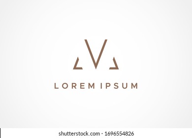 Abstract Geometric Line Initial Letter M or VM Logo. Flat Vector Logo Design Template Element.