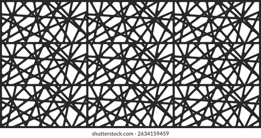 Padrão de malha de linha geométrica abstrata - Design sem emenda monocromático moderno para decoração e impressão