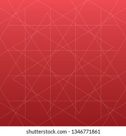 Abstract geometric line on red color background, vector illustration