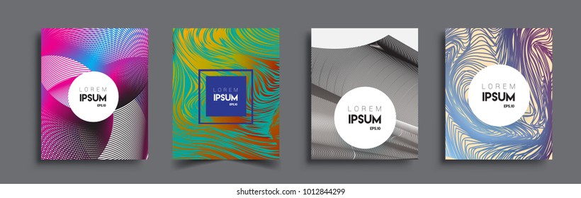 Abstract geometric line pattern background for business brochure cover design. Blue, yellow, red, orange, green, gold, black and white, vector sets of banner poster template