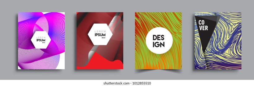 Abstract geometric line pattern background for business brochure cover design. Blue, yellow, red, orange, green, gold, black and white, vector sets of banner poster template