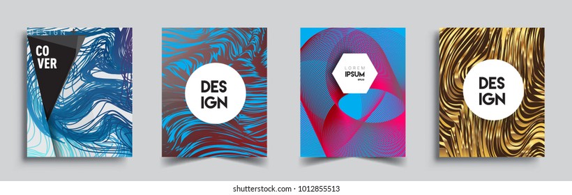 Abstract geometric line pattern background for business brochure cover design. Blue, yellow, red, orange, green, gold, black and white, vector sets of banner poster template