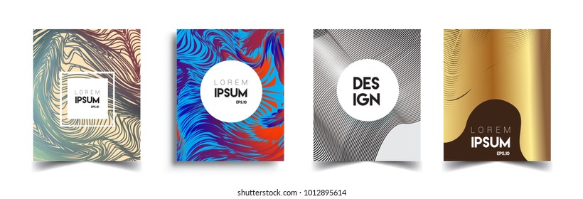 Abstract geometric line pattern background for business brochure cover design. Blue, yellow, red, orange, green, gold, black and white, vector sets of banner poster template