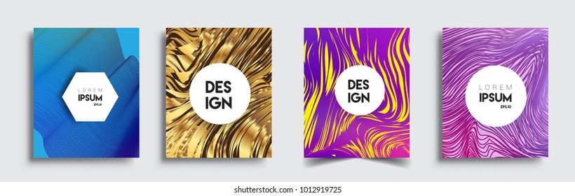 Abstract geometric line pattern background for business brochure cover design. Blue, yellow, red, orange, green, gold, black and white, vector sets of banner poster template
