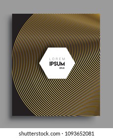 Abstract geometric line pattern background gold color for cover design and business brochure, Applicable for placards, brochures, posters, covers and banners. Vector Design.
