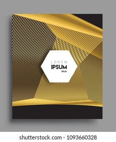 Abstract geometric line pattern background gold color for cover design and business brochure, Applicable for placards, brochures, posters, covers and banners. Vector Design.