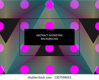 Abstract geometric line pattern background. Holographic, vaporwave/synthwave style, neon aesthetics of 80s.