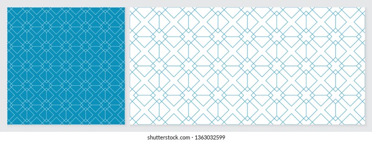 Abstract geometric line pattern background seamless with blue and white colors. Summer vector design. Template set with 2 sizes.