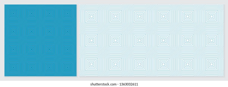 Abstract geometric line pattern background seamless with blue and white colors. Summer vector design. Template set with 2 sizes.