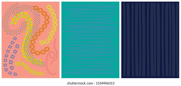 Abstract geometric line pattern background for business brochure cover design. Blue, yellow, red, orange, pink and green vector banner poster template