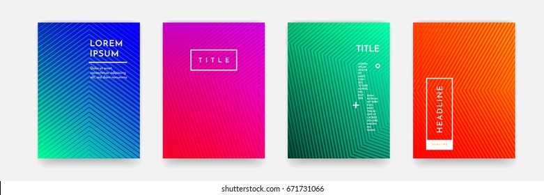 Abstract geometric line pattern background for business brochure cover design. Blue, red, orange and green vector banner poster template