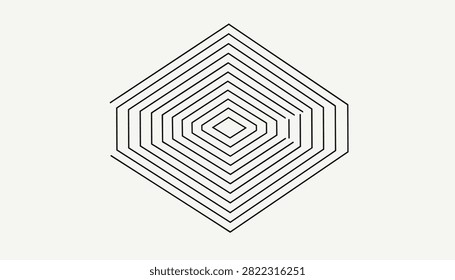 Abstract geometric line pattern of concentric diamond shapes forming an optical illusion on a light background.