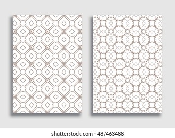 Abstract geometric line patterns set. Linear ornamental backgrounds collection, repeating lace texture