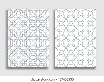Abstract geometric line patterns set. Linear ornamental backgrounds collection, repeating lace texture