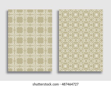Abstract geometric line patterns set. Linear ornamental backgrounds collection, repeating lace texture