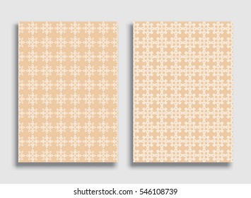 Abstract geometric line patterns, size A4. Monochrome ornamental lace pattern. Vector set of linear backgrounds for flyers, wallpapers, banners, business cards