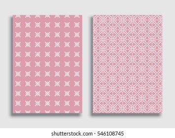 Abstract geometric line patterns, size A4. Monochrome ornamental lace pattern. Vector set of linear backgrounds for flyers, wallpapers, banners, business cards