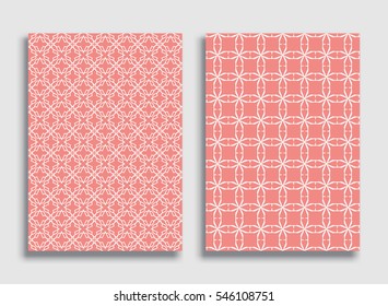 Abstract geometric line patterns, size A4. Monochrome ornamental lace pattern. Vector set of linear backgrounds for flyers, wallpapers, banners, business cards