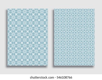 Abstract geometric line patterns, size A4. Monochrome ornamental lace pattern. Vector set of linear backgrounds for flyers, wallpapers, banners, business cards
