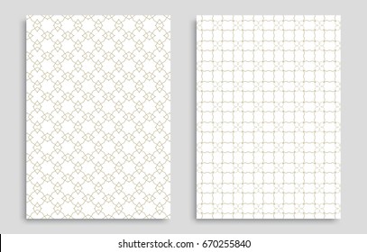 Abstract geometric line patterns, size A4. Monochrome ornamental lace pattern. Vector set of trendy linear backgrounds for flyers, wallpapers, banners, business cards