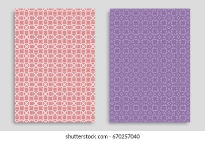 Abstract geometric line patterns, size A4. Monochrome ornamental lace pattern. Vector set of trendy linear backgrounds for flyers, wallpapers, banners, business cards.