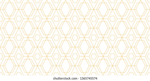 Abstract geometric line seamless pattern orange line on white background. Summer vector design.