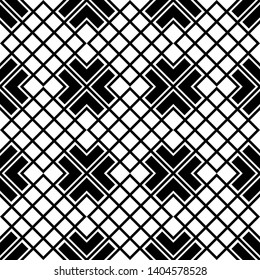 Abstract Geometric Line Seamless Pattern on Black and White Color