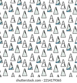 Abstract geometric line seamless pattern graphic stripes drawing mountain cartoon background. Modern black and white design for textile, wallpaper, clothing, backdrop, tile, wrapping, fabric vector.