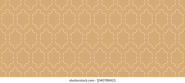 Abstract geometric line shape motif pattern beige cream continuous background. Simple geometrical fabric design textile swatch allover print block wallpaper, fashion garment, package, wrapping cloth.